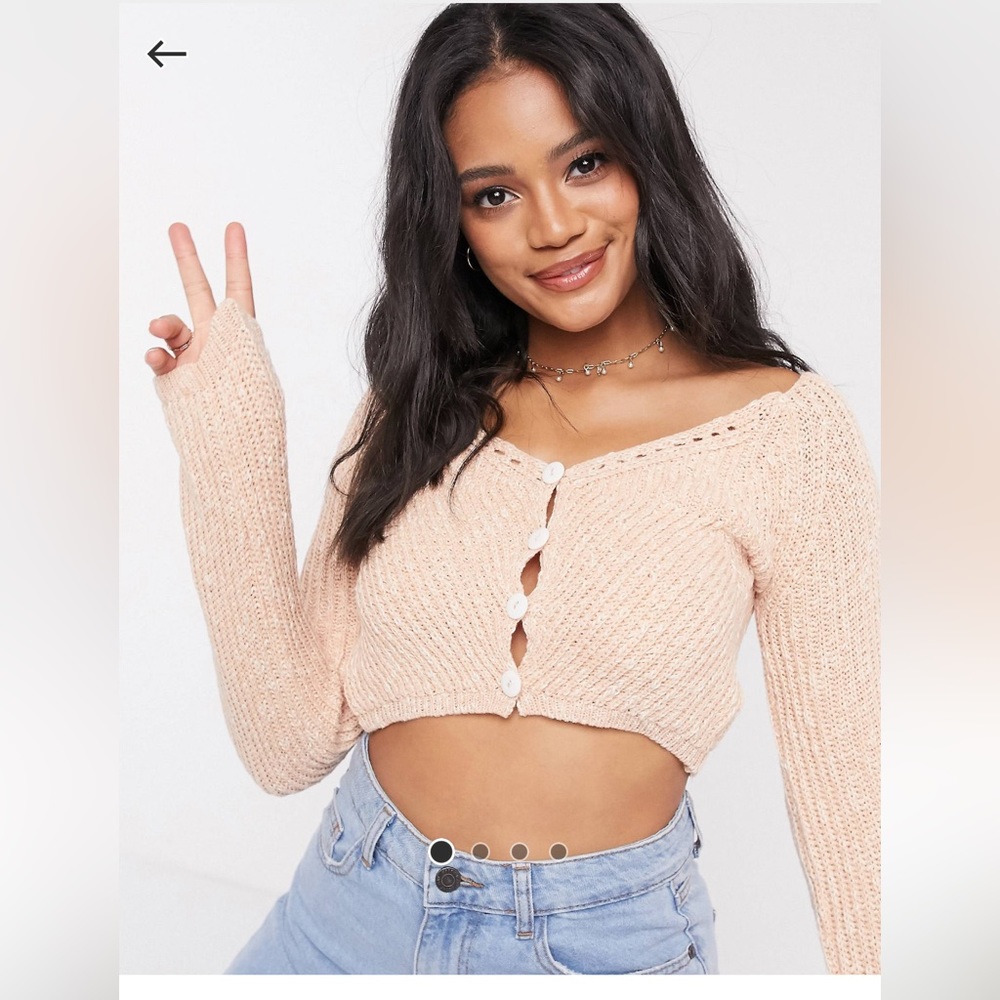 ASOS Design Cropped Cardigan in Pink size 4